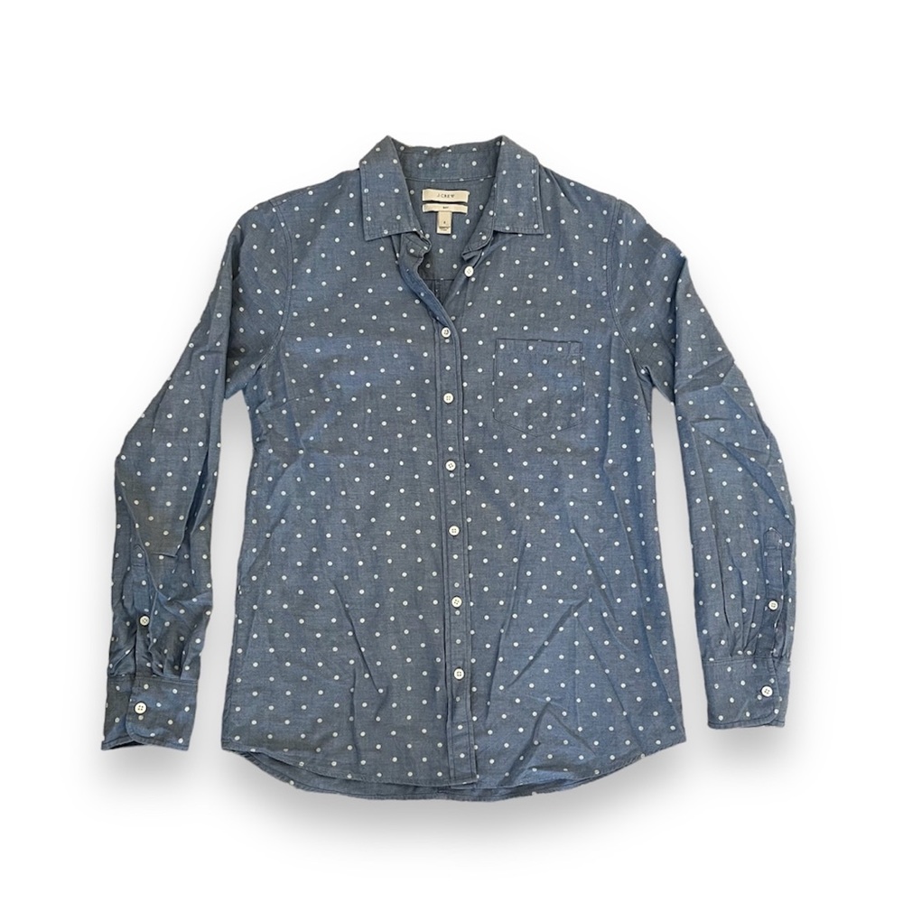 💚 GUC💚 J. CREW Polka Dot Denim Button Shirt